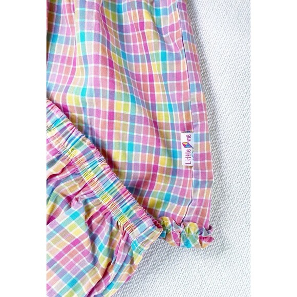 Little Me NWT Baby Girls 2-Piece Pink, Blue & Yellow Plaid Dress Set w/ Bloomers - Picture 8 of 12